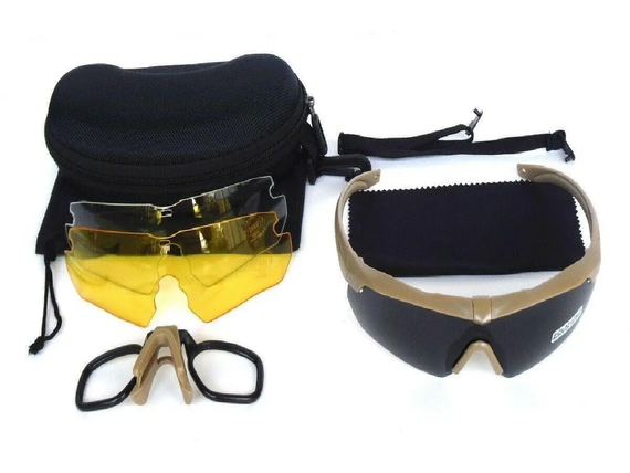 Тактичні захисні окуляри Crossbow Polarized із трьома змінними лінзами Койот | Зображення 1