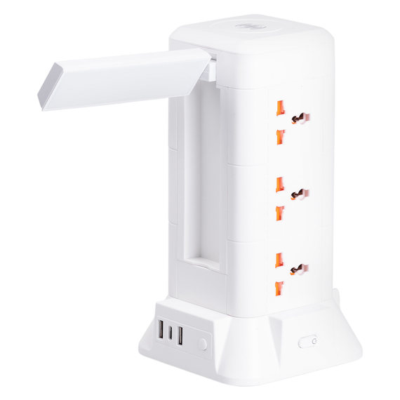 Мережевий фільтр подовжувач 4.8 м з лампою на 9 універсальних розеток з 2 USB, 1 Type-C, бездротова зарядка HP-5-7MF | Зображення 4