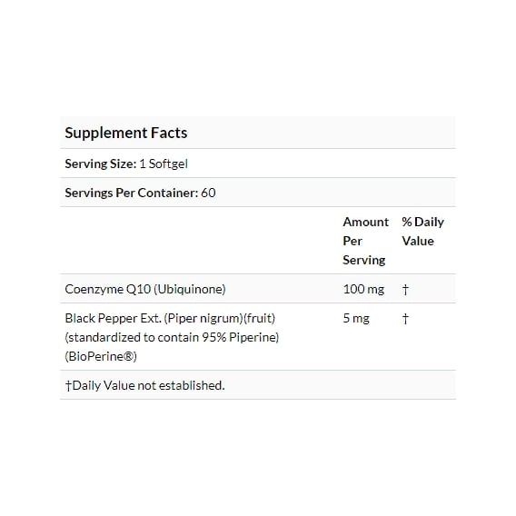 Коензим Doctor's Best High Absorption CoQ10 with BioPerine 100 mg 60 Softgels DRB-00088 | Зображення 2