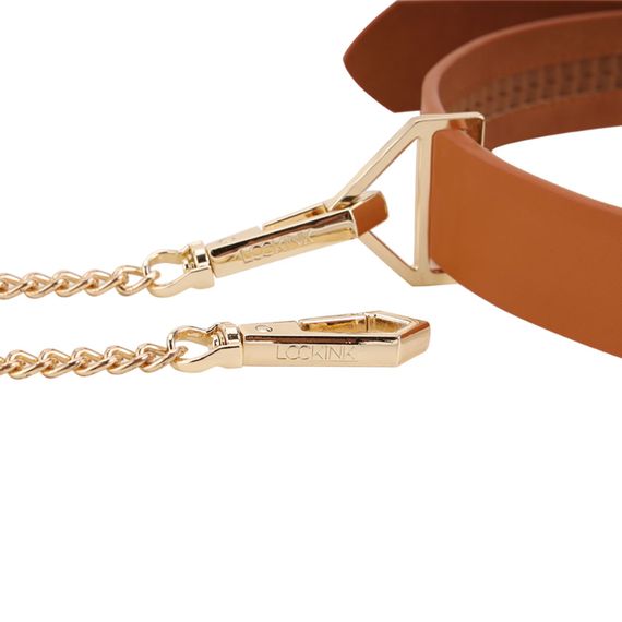 Нашийник з повідцем LOCKINK Tied Collar with Leash Set, коричневий, ланцюг зі шкіряною петлею та карабіном | Зображення 2