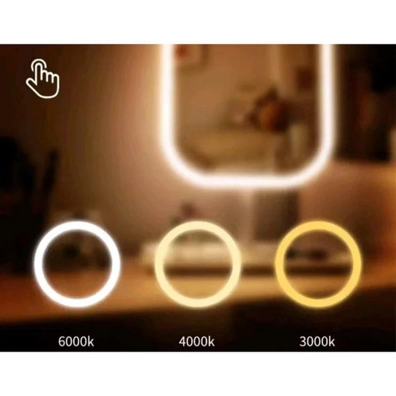 Настільне дзеркало для макіяжу KAR192 з LED-підсвіткою біле • Акумуляторне косметичне дзеркало KAR192 із сенсорним керуванням, 3 режимами світла та органайзером | Зображення 2