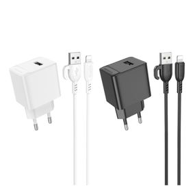 Мережевий зарядний пристрій Borofone BAS11A 1USB 2.1 A+USB to Lightning