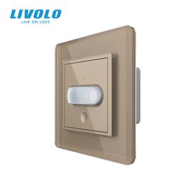 Датчик присутності та руху з автоматичним та ручним керуванням Livolo золотий 2.5D скло