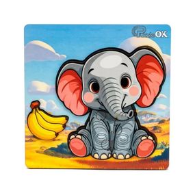 Дерев'яний пазл-вкладиш "Веселе слоненя" Puz-88752 А6, 4 елементи