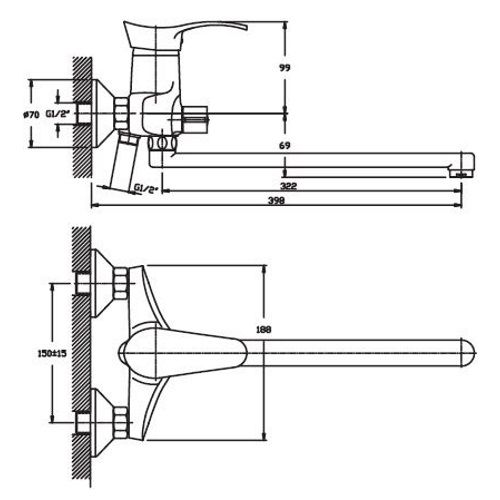 Змішувач для ванни HAIBA ERIS 006 EURO (HB0100) | Зображення 1