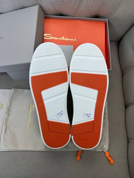 Сліпони Santoni без шнурівки чоловічі замшеві  сірі ob423 | Зображення 7