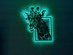 Панно декоративне картина на стіну Жираф LED 16 кольорів пульт 585х485 acr-p000072