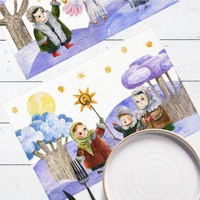 Сервировочная салфетка под тарелку Колядники 2 шт 40х27 см (SRVS_R_25NG005)