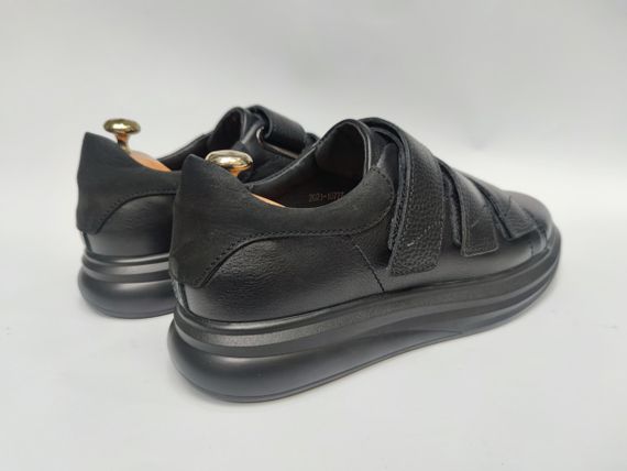 Чорні шкіряні кеди на липучках 40 розмір | Зображення 2