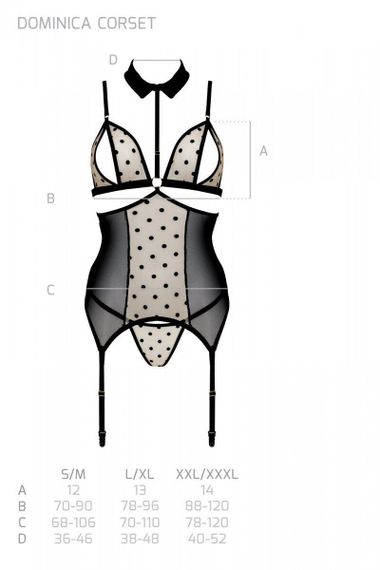 Корсет з відкритими грудьми Passion DOMINICA CORSET S/M black, пажі для панчіх, стрінги | Зображення 6