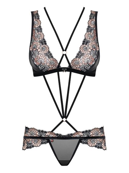 Мереживне боді Obsessive 873-SEA-1 з візерунками, чорний, S/M Sex Aura | Зображення 6