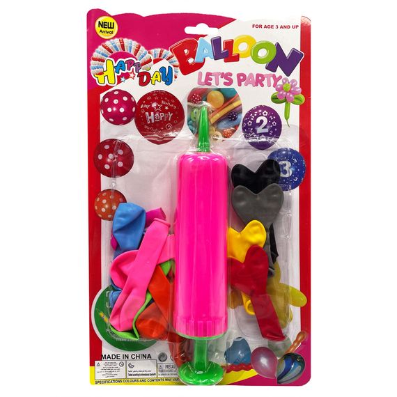 Набор Воздушных шаров "Сердце" MK5479 насос, 17 шт, на листе Розовый