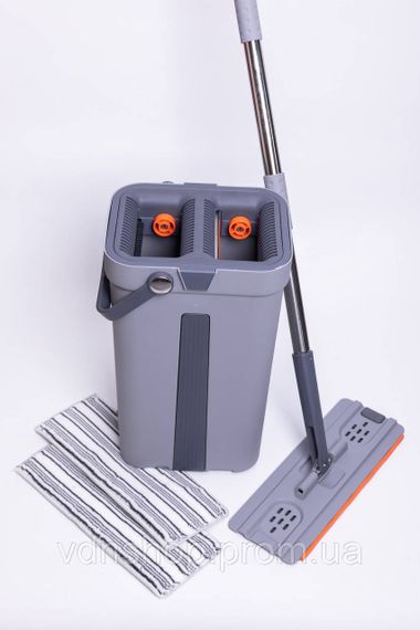 Телескопическая швабра с плоской насадкой ведро с двумя секциями для мытья пола и отжима, комплект для уборки HP-35015-20 | Зображення 3