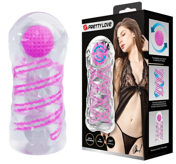 Мастурбатор із внутрішньою спіральною структурою і стимулювальною кулькою Pretty Love — Transparent masturbator Sex Aura