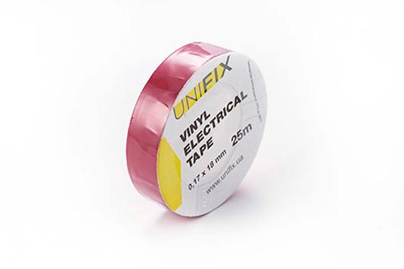 Лента изоляционная Unifix - 18 x 0,17 мм x 25 м красная (ETU-25R)