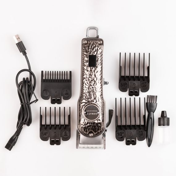 Машинка для стрижки Sokany SK-LF-9976 акумуляторна з 4 насадками та USB срібло | Зображення 2