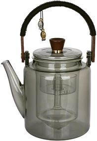 Чайник заварювальний скляний "Smokey Grey" 1000мл із дерев'яною ручкою