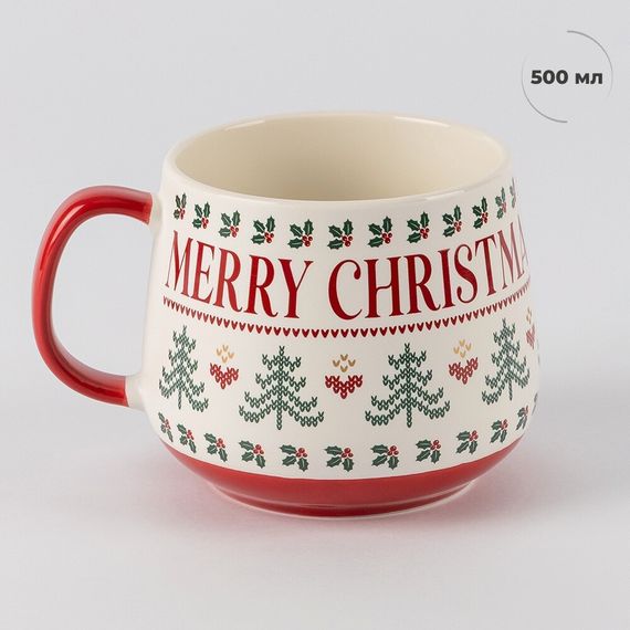 Порцеляновий різдвяний келих із стилізованою ложкою Merry Christmas Bright, 500 мл | Зображення 1