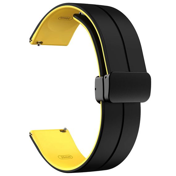 Силиконовый ремешок Classy для Smart Watch 20mm Black / Yellow | Зображення 1