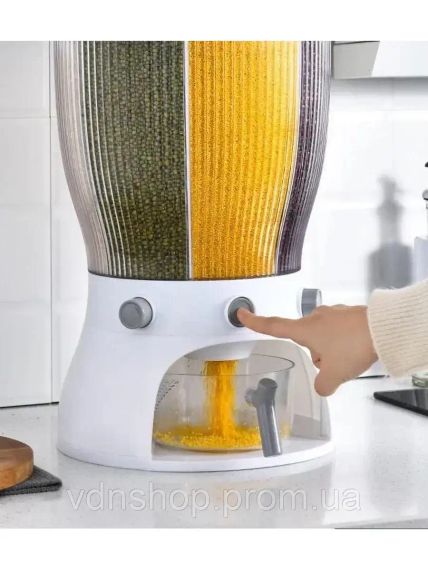 Белый Диспенсер для круп вращающийся с дозатором | Зображення 3