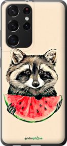 Чохол на Samsung Galaxy S21 Ultra (5G) Єнотик з кавуном "4605t-2116-2448"
