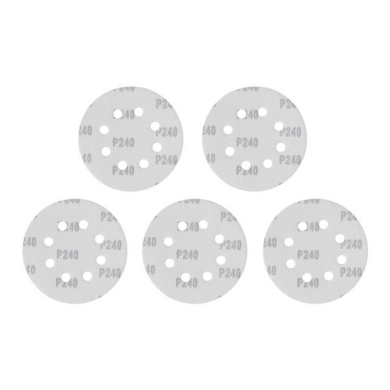 Круг наждаковий самоклейний 125 мм з отворами, папір класу С, К240, 5 од. INTERTOOL BT-0591 | Зображення 1