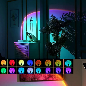 Разноцветная LED-лампа закат, RGB лампа с пультом   скидка