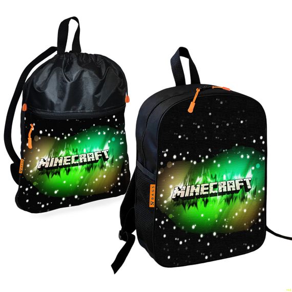 Школьный рюкзак детский Minecraft + Сумка для обуви спортивной формы рюкзак-мешок  для мальчика (01722)