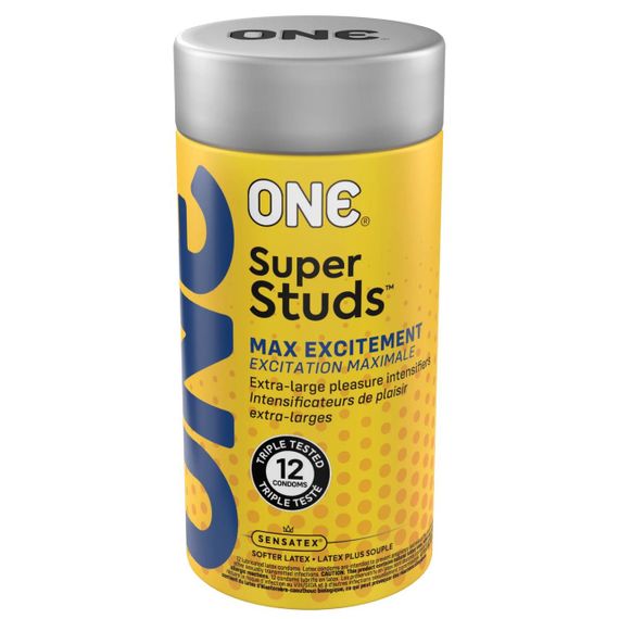 Презервативы ONE Super Studs, 12 шт, с точечным рельефом, со смазкой, подарочная упаковка-тубус sexstyle