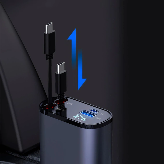 Автомобильное зарядное устройство с быстрой зарядкой 4в1 Lightning / Type-C / USB | Зображення 1