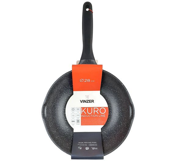 Сковорода Wok антипригарна Vinzer Kuro Induction Line 28 см 50425 глибока для всіх плит | Зображення 4