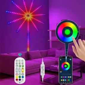 Светодиодная RGB лента Фейерверк с пультом и Bluetooth от USB, 5V 213 LED