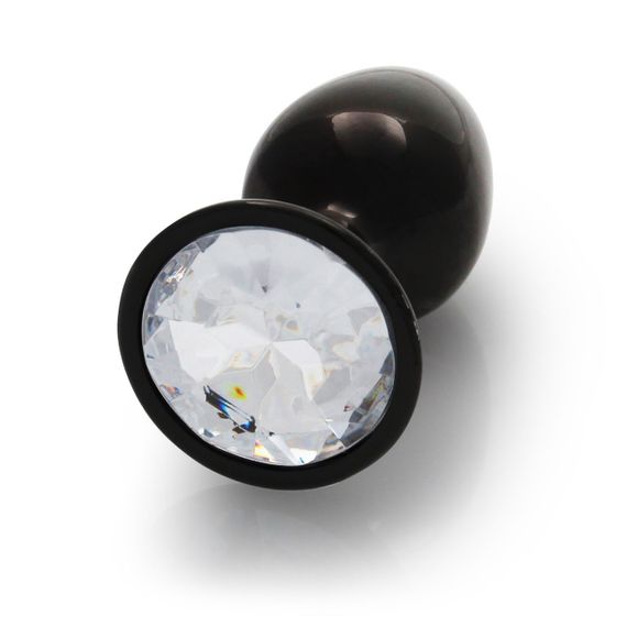 Металева анальна пробка Round Gem, розмір S колір: чорний/білий Ouch! (Нідерланди) sexstyle | Зображення 1