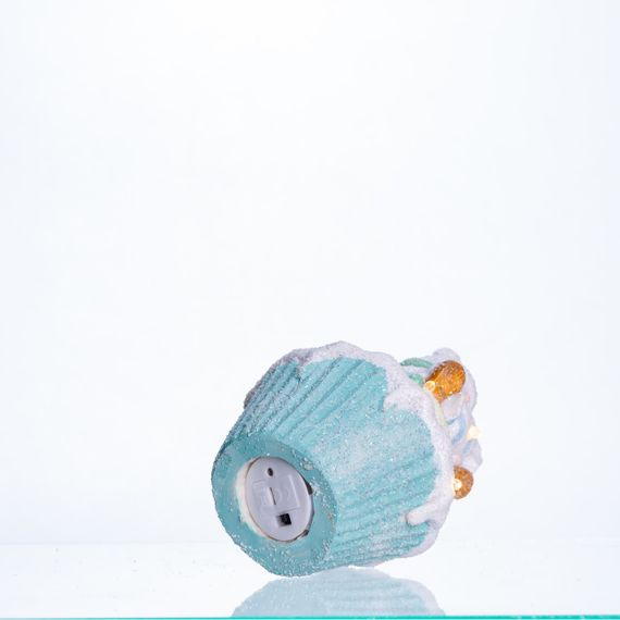 Новорічна декоративна фігурка з підсвіткою 10×10×17.5 см Новорічний декор Санта-Клаус на кексі з порцеляни CR-6-7 | Зображення 3