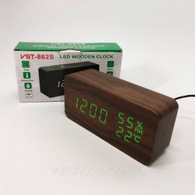 Часы сетевые электронные светящиеся настольные VST-862S-4, Настольные часы с яркими цифрами LI-87