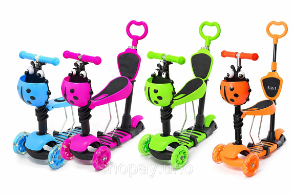 Детский самокат Best Scooter 5в1 Божья коровка
