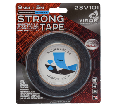 Стричка автомобильна 2-стороння VIROK Strong Tape; 9 мм х 5 м VR-23V101