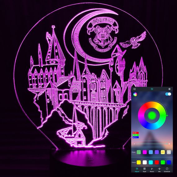 Акриловий світильник-нічник керування з телефона Хогвартс tty-n000721