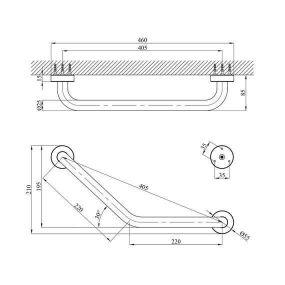 Поручень для ванної кутовий Kroner KRM Rizze - ACC3517 (CV022918) | Зображення 1