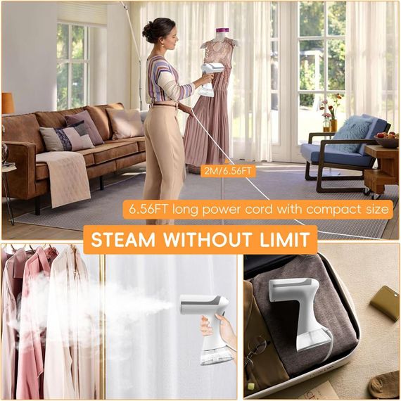 Потужний ручний відпарювач для одягу 1500 Вт — паровий прасувальник для одягу, штор та постільної білизни | Зображення 2