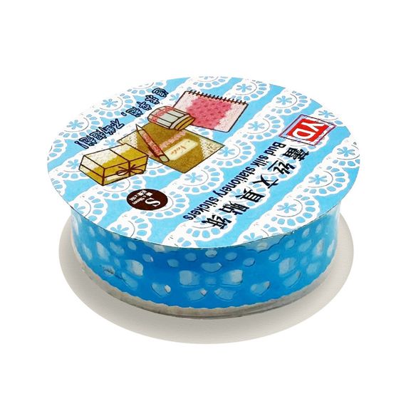 Скотч декоративный с орнаментом "Бант" №63(Blue) 1,8 см х 1 м