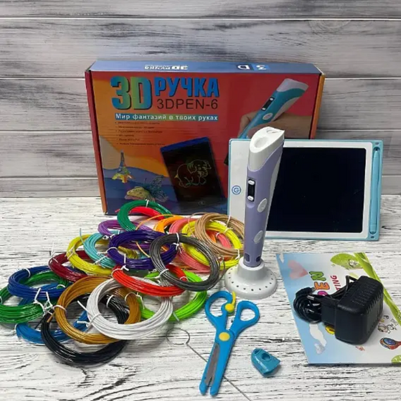 3D-ручка Дитячий набір 3D-ручка Pen 6 + планшет для малювання 3D PEN, Набір ниток і пластику для 3д ручки в комплекті
