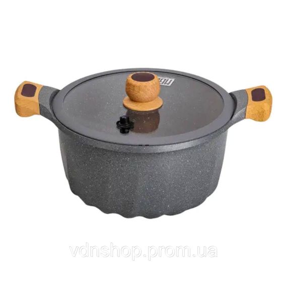 Набор посуды, 4 кастрюли, алюминиевое толстое дно MGC с лопаткой и половником, серый HP-4-404G | Зображення 1