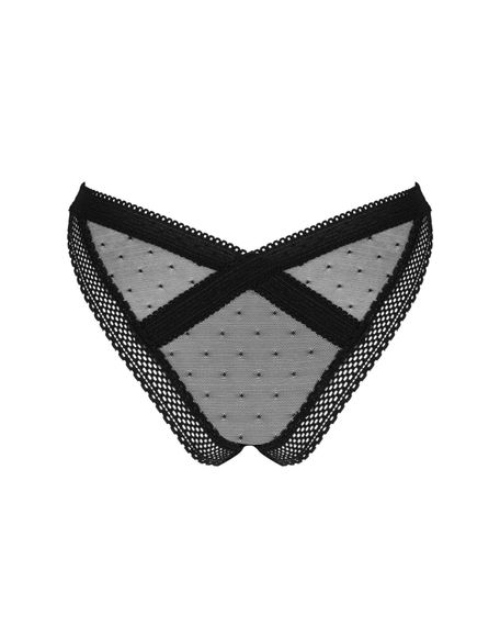 (SALE) Мереживні трусики із заниженою талією Obsessive Estiqua panties M/L, чорні | Зображення 5