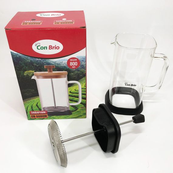 Френч-прес Con Brio CB-6680В 800 мл, Заварювальний чайник для листового чаю, Френч-прес красивий | Зображення 6