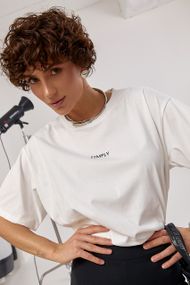 Оверсайз футболка із написом - молочний цвет, ONE SIZE (є розміри)