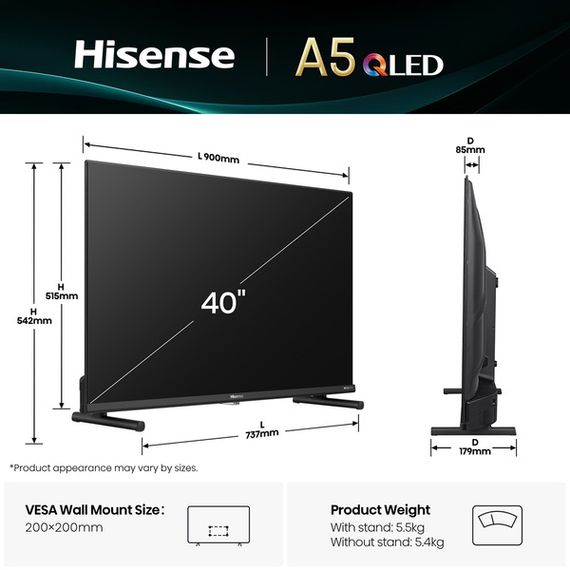LED-телевізор Hisense 40A5Q | Зображення 2
