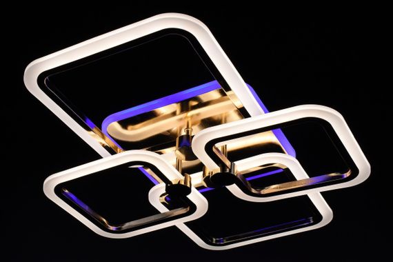 Люстра світлодіодна стельова LED світильник для квартири на стелю лед з пультом 26945 Золото 11х48х60 см. | Зображення 6