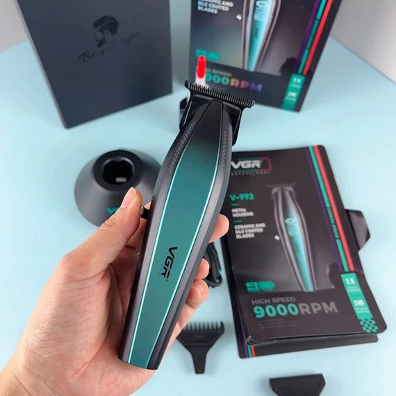 Машинка для стрижки волосся з потужним мотором XPRO VGR V-992 GREEN з насадками 1-2-3 мм | Зображення 2