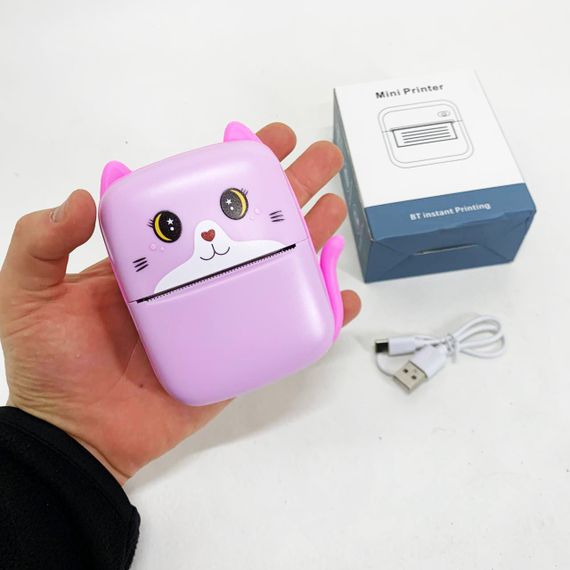 Портативный детский термопринтер с Bluetooth A8 Cat мини принтер для телефона Pink SC-51 | Зображення 5
